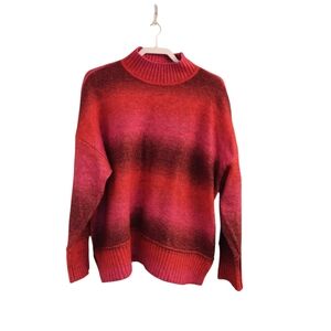 Red Ombre Mock Neck Women’s Sweater